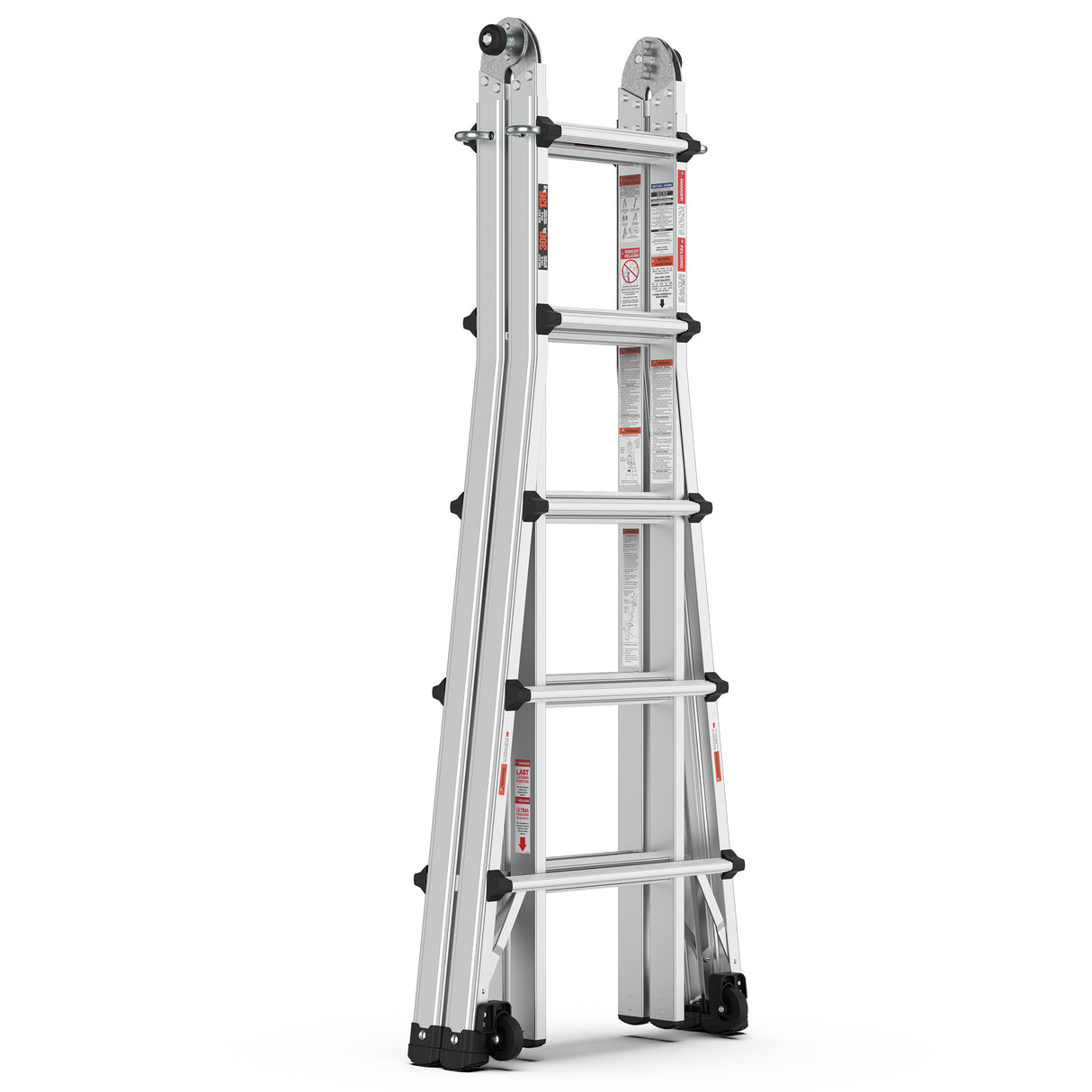 Aluminum Multi-Position Ladder with Wheels, 300 lbs Weight Rating, 22 FT - V.I.P Digital Presence