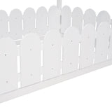 {Slats are not included}Twin Size Wood Bed House Bed Frame with Fence for KidsTeens Girls Boys {White}
