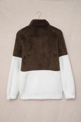 Color Block Half Zip Long Sleeve Fuzzy Sweatshirt - V.I.P Digital Presence