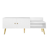 Modern Shoe Storage Bench with Hidden Storage and Upholstered Cushions for Bedside, Living Room and Entryway (White) - V.I.P Digital Presence