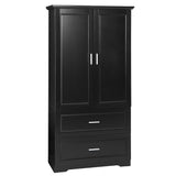 Tall Bathroom Storage Cabinet, Cabinet with Two Doors and Drawers, Adjustable Shelf, MDF Board, Black - V.I.P Digital Presence