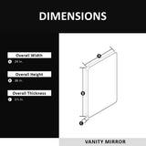 24x36 inch aluminum frame round rectangular bathroom wall mirror, matte black rust proof, tempered glass mirror - V.I.P Digital Presence