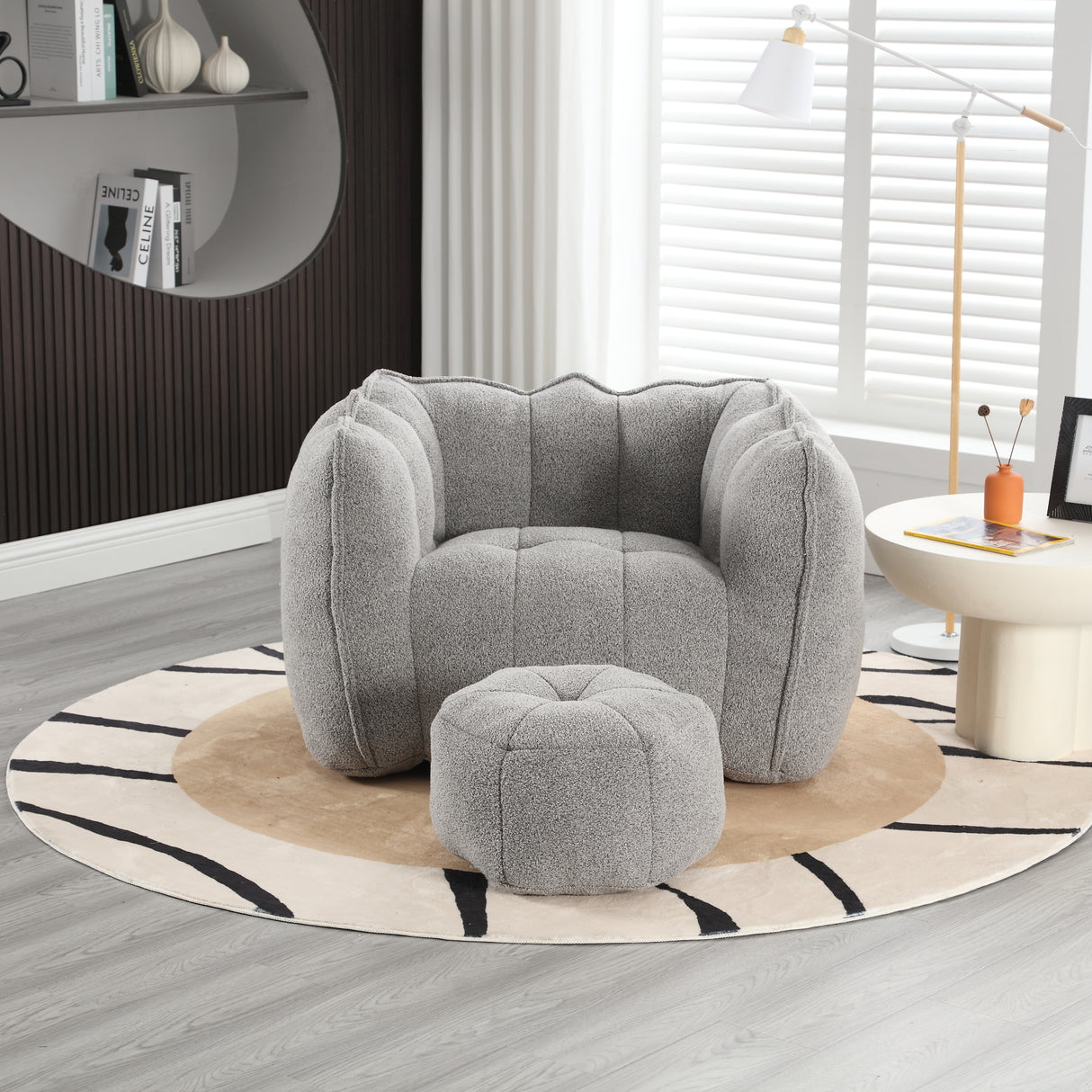 Soft Bean Bag Chair with High Resilient Foam(Chips)for living room and bedroom,Comfortable Square Lazy Sofa with Footstool - V.I.P Digital Presence