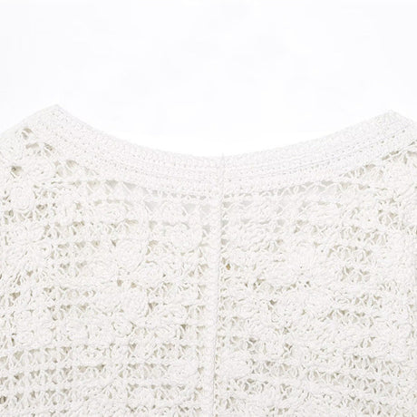Style Women's Fashion Casual Long Sleeve Single Breasted Crochet Jacket - V.I.P Digital Presence