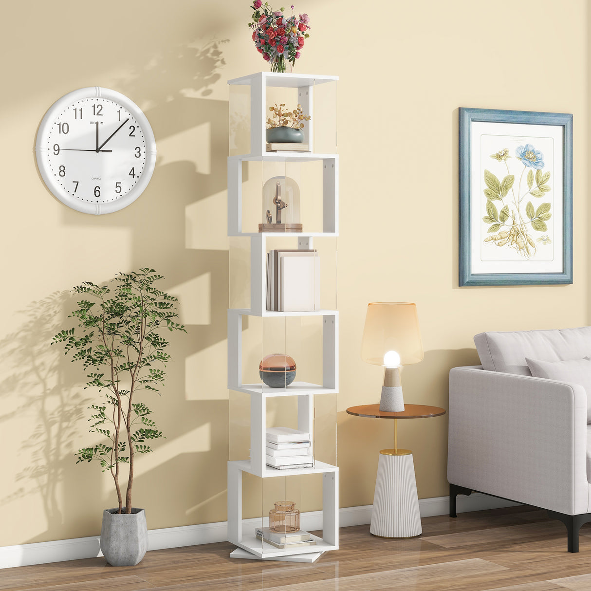 6-layer rotating acrylic board simple bookshelf, multi-functional creative bookshelf for students in the living room - V.I.P Digital Presence