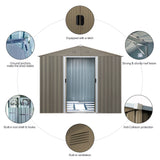 8ft x 6ft Outdoor Metal Storage Shed with Window Grey(W540S00016) - V.I.P Digital Presence