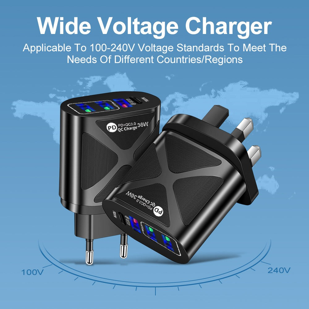36W PD+QC3.0 2.4A Dual USB Fast Charging Phone Charger - V.I.P Digital Presence