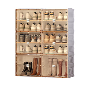 Portable Shoe cabinet Living Room,Stackable Storage Organizer Cabinet with Doors and Shelves,Shoe Box for Closet - V.I.P Digital Presence
