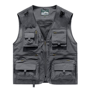 Men’s Summer Tactical Vest: 14-Pocket, Mesh, Ideal for Hiking, Fishing, Photography & Work - V.I.P Digital Presence