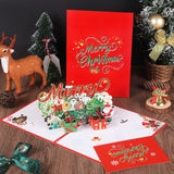 Christmas 3D greeting card, Christmas tree, little penguin cartoon, cute paper carving, handwritten message greeting card - V.I.P Digital Presence