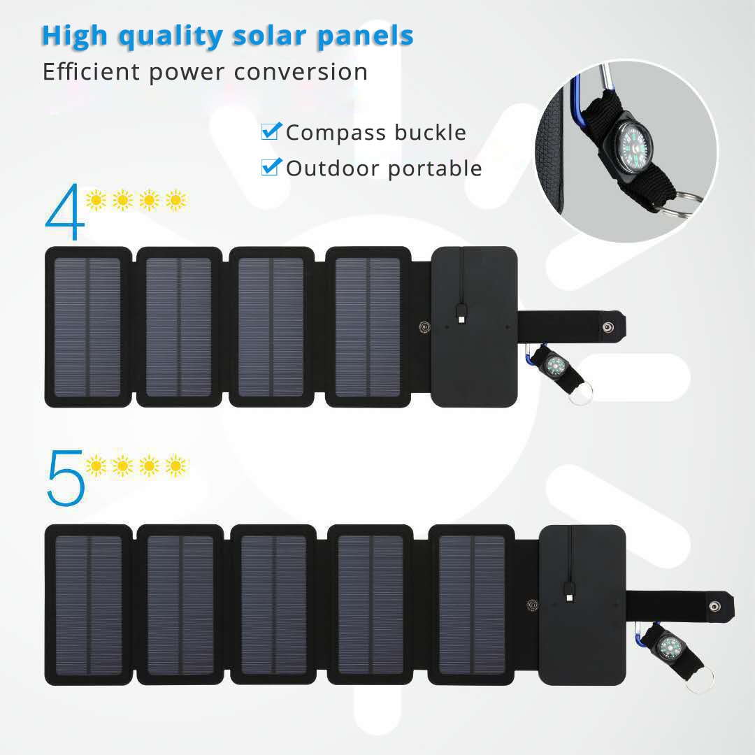 Lerranc Portable Folding 10W Solar Panels Charger 5V 2.1A USB Output Solar Cells for Cellphones Outdoors - V.I.P Digital Presence