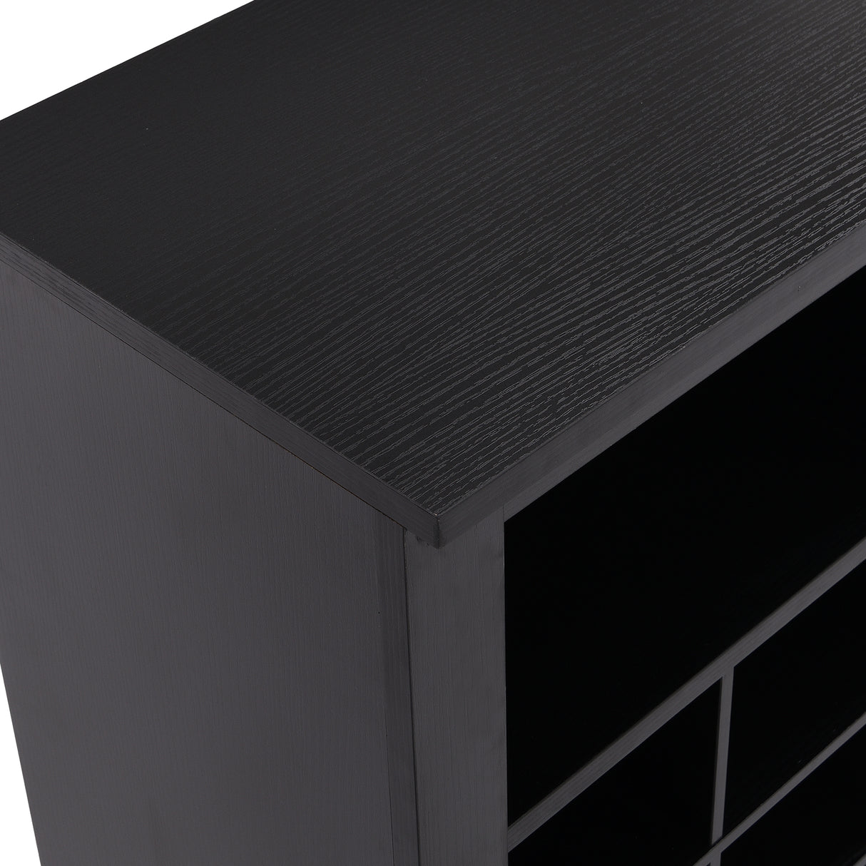ONTREND Sleek Design 24 shoe cabinet, modern shoe cabinet with curved base, high-quality multifunctional side panel, black - V.I.P Digital Presence