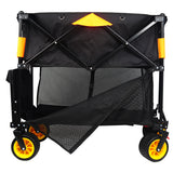 Big large capacity Folding cart Extra Long Extender Wagon Cart Folding Wagon Garden Shopping Beach Cart (black +orange) - V.I.P Digital Presence