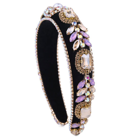 Decorated with colored glass diamond flower headband - V.I.P Digital Presence