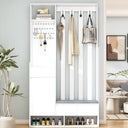 39.3'W70.8'H multifunctional corridor shoe cabinet with soft padded nail board and white clothes hanger with entrance hook - V.I.P Digital Presence