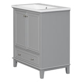 30inchgrey Bathroom Vanity with Sink ComboMulti-functional Bathroom Cabinet with Doors and Drawer Solid Frame and MDF Board - V.I.P Digital Presence