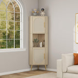 Corner cabinet ,Rattan door,Freestanding Corner Tables For Small Spaces, Corner Shelf Stand For Living Room, Kitchen, Bathroom - V.I.P Digital Presence