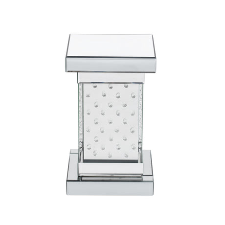 U-Can 11.8-inch silver square mirror coffee table with LED lights, modern crystal inlaid side table, no assembly required - V.I.P Digital Presence