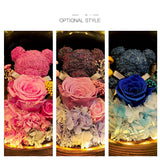 Valentine's Day Gift Everlasting Flower Bear Moss Glass Cover Finished Gift Box for Girlfriend Birthday Ornament Dried Flowers Roses - V.I.P Digital Presence