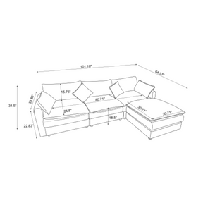 Modular Sectional Sofa, 3-Seater Sofa with Ottoman, Modern L-Shaped Sofa for Living Room Bedroom Apartment - V.I.P Digital Presence