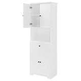 Tall Bathroom Cabinet with Four Doors, Large Storage Space Open Shelve, Upper Storage Cabinet, Whit - V.I.P Digital Presence