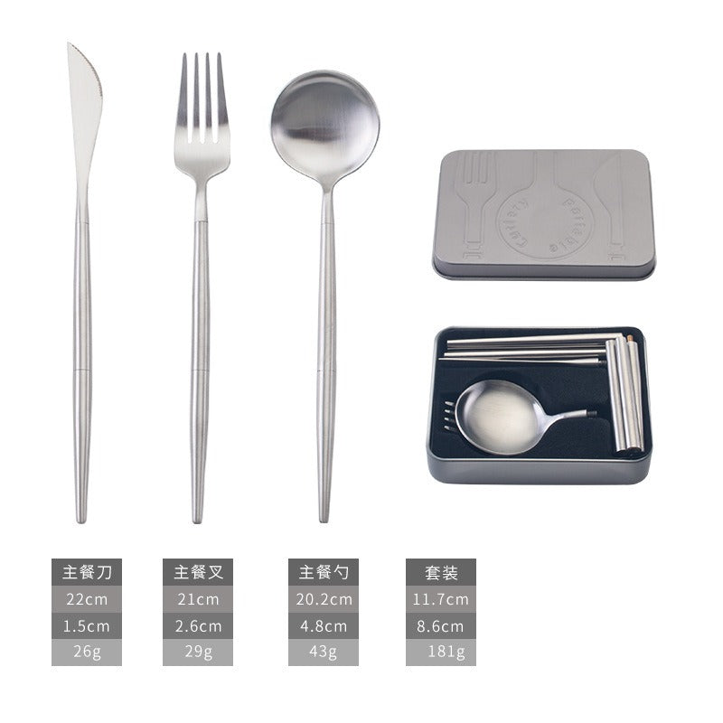 304 stainless steel portable tableware steak knife fork spoon chopsticks detachable folding tableware set - V.I.P Digital Presence