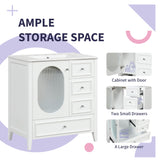 30" Bathroom Vanity with Sink, Bathroom Vanity Cabinet with Three Drawers and Door, Solid Wood and MDF, White - V.I.P Digital Presence