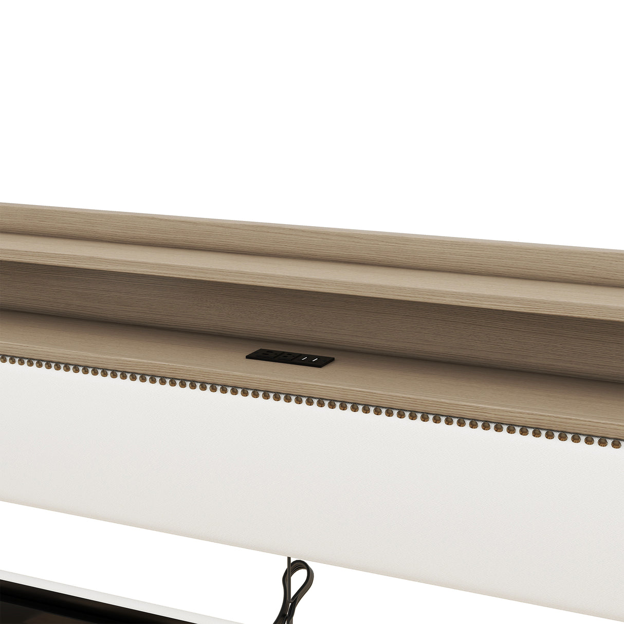 Twin Size Daybed with Drawers, Upholstered Daybed with Charging Station and LED Lights, White - V.I.P Digital Presence