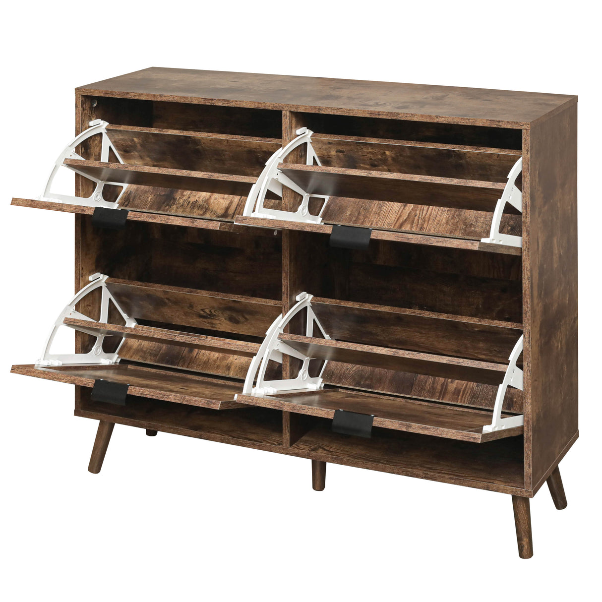 4 Door Shoe Rack, Freestanding Modern Shoe Storage Cabinet, for Entryway - V.I.P Digital Presence