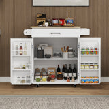 Kitchen island rolling trolley cart with 1 drawer & 2 doors with storage racks & Adjustable Shelves & towel rack - V.I.P Digital Presence