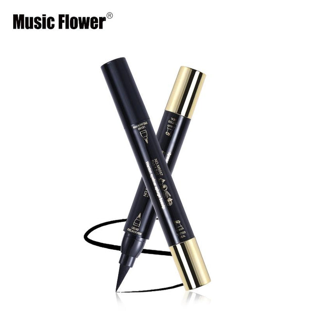 Music Flower Brand Eyes Makeup Tattoo Seal Liquid Eyeliner Pen Waterproof Matte Black Stamp Wanton Eye Liners 24HR Long-lasting - V.I.P Digital Presence