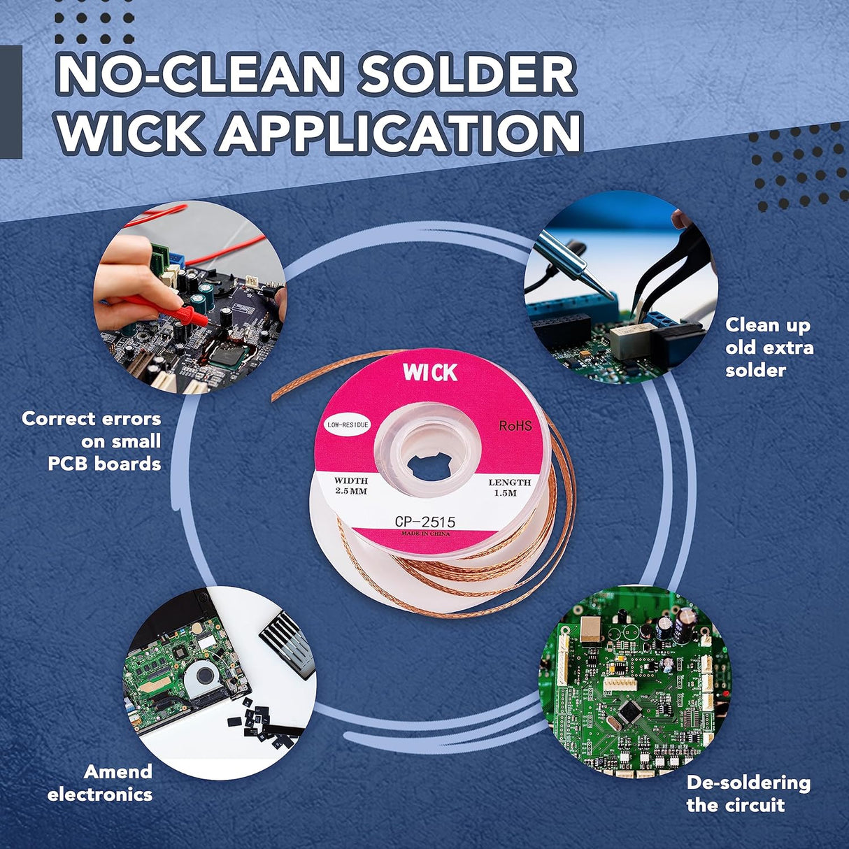 Solder Wick Braid with Flux No-Clean Desoldering Wick Removal Tool, Solder Sucker Wick Roll to Desolder PCB and Remove Solder - V.I.P Digital Presence