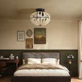 Beaded Fan lamp Wood Beaded Chandelier Oak White - V.I.P Digital Presence
