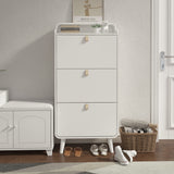 Modern Arc Design Shoe Cabinet With 3 Drawers,Shoe Storage Cabinet for Entryway,Outdoor,White Finish - V.I.P Digital Presence