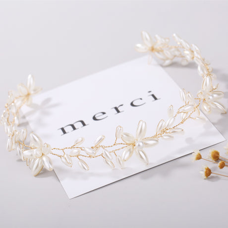 Handmade pearl twisted bead headwear wedding dress bride's hair accessories - V.I.P Digital Presence
