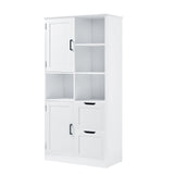 Bathroom storage cabinet with doors and drawers, multiple storage spaces, independent, open adjustable shelves, white - V.I.P Digital Presence