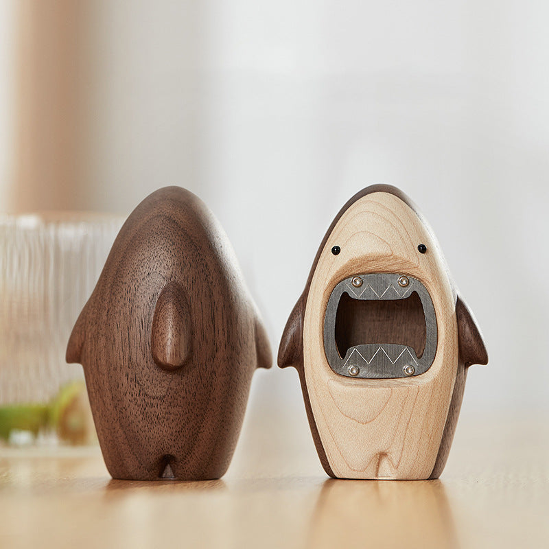 Solid wood shark beer bottle opener creative personality cute screwdriver desktop decoration home cartoon bottle opener decoration - V.I.P Digital Presence