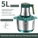 Electric Meat Grinders, 5L Food Processor, Stainless Steel Multifunctional Vegetable Slicer, Kitchen Chopper & Mixer - V.I.P Digital Presence