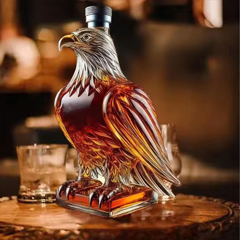 Small Eagle - shaped Whiskey Decanter. Ideal for Dad or Husband. Exquisite Glass Bottle, Perfect for Holiday Home Decor - V.I.P Digital Presence