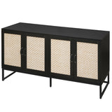 Rattan 4-Door Sideboard , Sideboard Buffet Storage Cabinet,Accent Storage Cabinet , Large Cabinet With 4 Rattan Decorated Doors - V.I.P Digital Presence