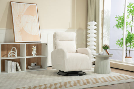JiaDa Upholstered Swivel Glider.Flannel fabric.Rocking Chair for Nursery in Beige.Modern Style One Left Bag - V.I.P Digital Presence