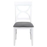 TOPMAX 6-Piece Wood Dining Table Set Kitchen Table Set with Upholstered Bench and 4 Dining Chairs, Farmhouse Style Gray+White
