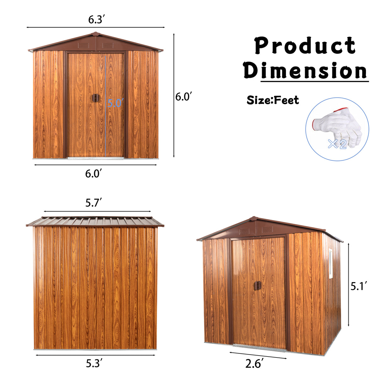 6ft x 6ft Outdoor Metal Storage Shed with Metal Floor Base ,With window - V.I.P Digital Presence