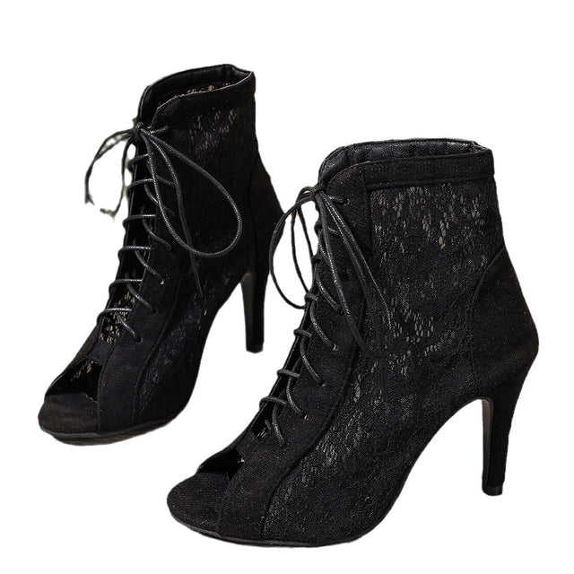 Sandals hollowed out shoes front strap with fish mouth ultra-high slim heel high-heeled cool boots - V.I.P Digital Presence