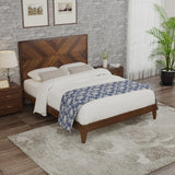 Mid-Century Modern Platform Bed Wood Slat Support with No Box Spring Needed,King Walnut - V.I.P Digital Presence