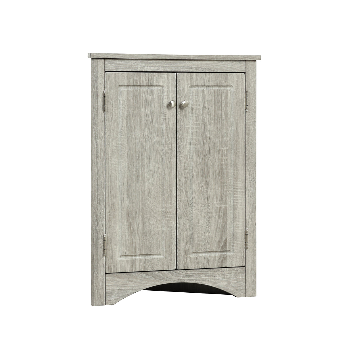 Oak Triangle Bathroom Storage Cabinet with Adjustable Shelves, Freestanding Floor Cabinet for Home Kitchen - V.I.P Digital Presence
