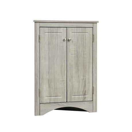 Oak Triangle Bathroom Storage Cabinet with Adjustable Shelves, Freestanding Floor Cabinet for Home Kitchen - V.I.P Digital Presence