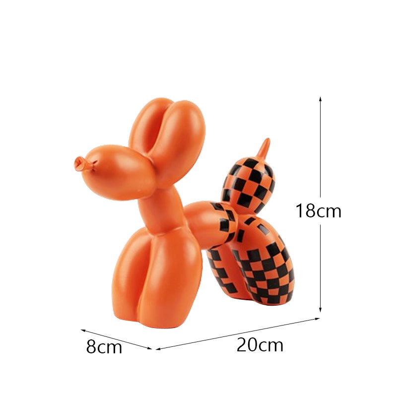 New black and white plaid balloon dog ornaments creative TV cabinet wine cabinet living room porch resin crafts - V.I.P Digital Presence