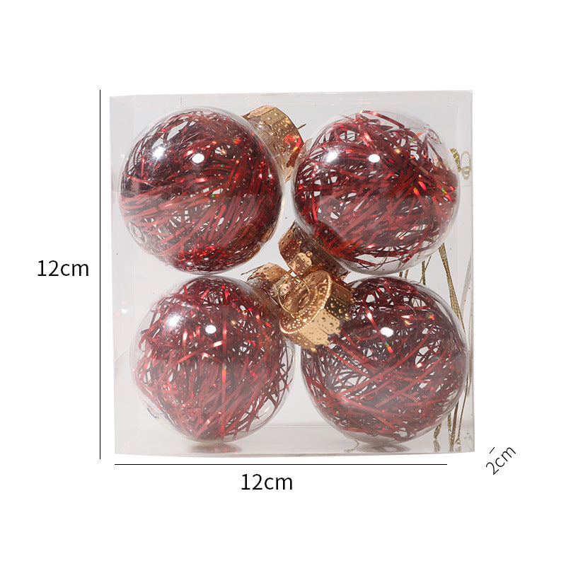 Christmas Ball Transparent PET Laser Silk Grass Ball Christmas Tree Pendant Decoration Props 4PCS per box - V.I.P Digital Presence