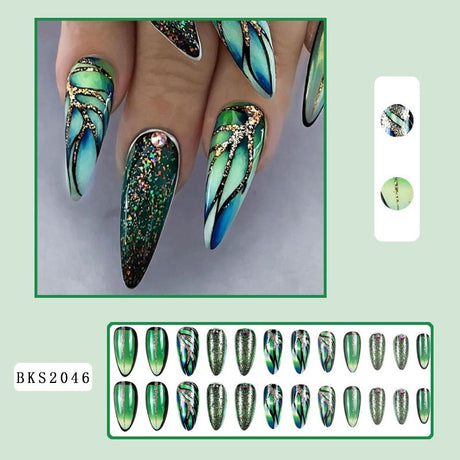 Nail Art Almond Nails Finished Wearable Nails Mid-Length Nail Art Patch Ins Style Hot Girl - V.I.P Digital Presence
